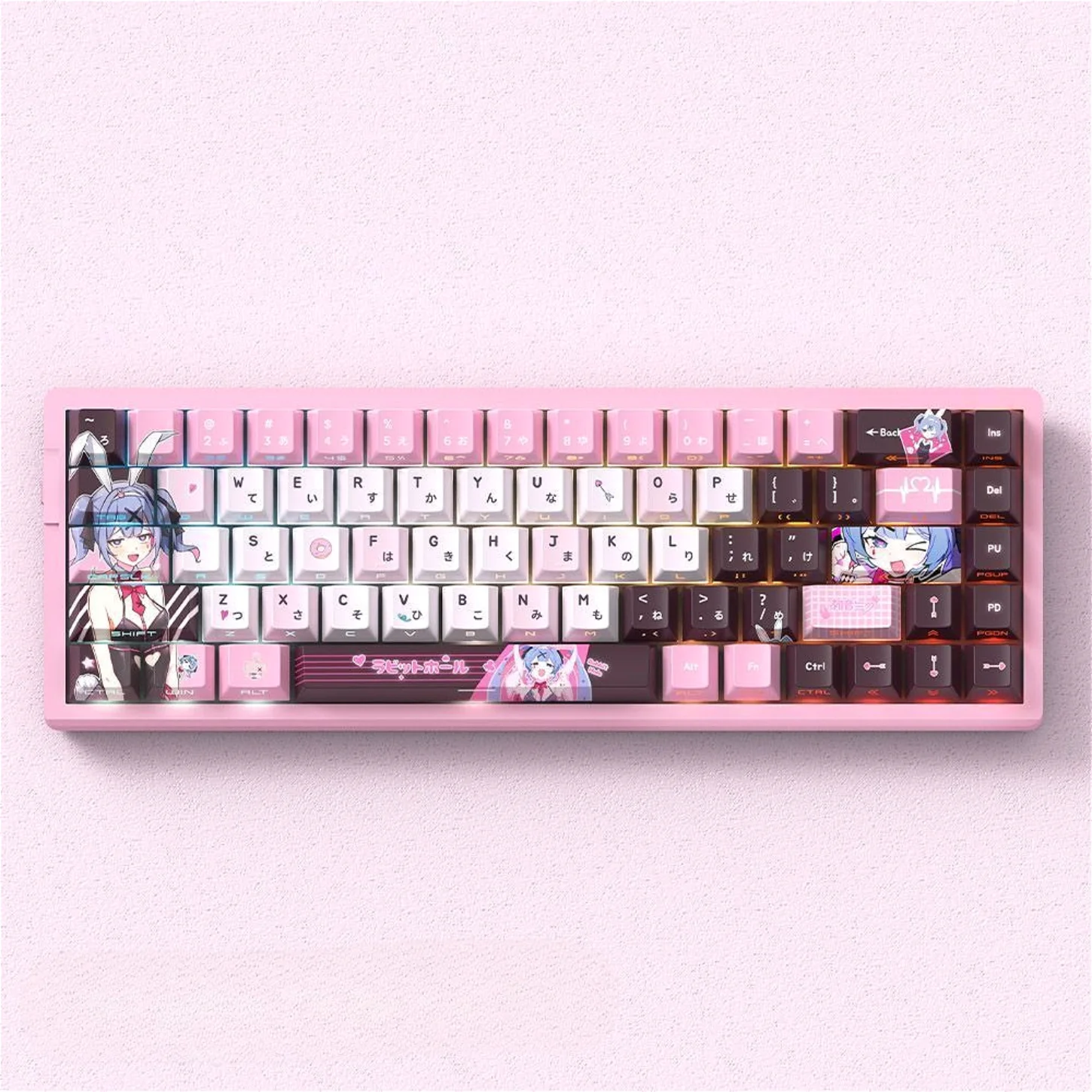 

Аниме, японское аниме Cherry Keycap PBT с боковой резной прозрачной подсветкой, по индивидуальному заказу для механической клавиатуры 60/84/98/108