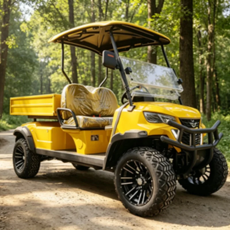Long Durability 72V Golf Cart Electric Golf Buggy Electric Golf Cart For Hotel With 14-Inch Off-Road Tires Rear Cargo Box Bumper