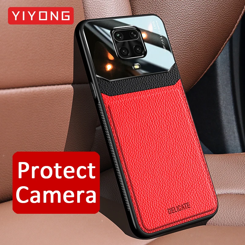 For Redmi Note9S Case YIYONG Soft Frame Leather Texture PC Cover For Xiaomi Redmi Note 9S 9 S 7 8T 8 T Xiomi Note9 Pro Max Cases