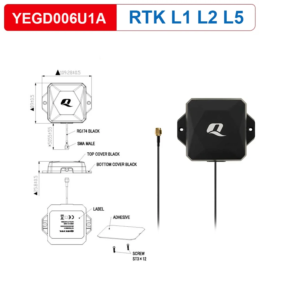 Quectel YEGD006U1A External RTK Antenna GPS L1 L2 L5 Tri-band High-Prcision LC29H LG290P LG580P LG690P UM982 UM980 UM960 Module