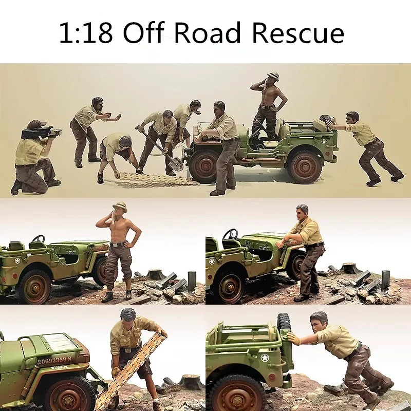 1:18 Diecast Resin Model Off Road Rescue Team Various Eescue Positions Scene Accessory DIY Action Figure Display Collection Gift