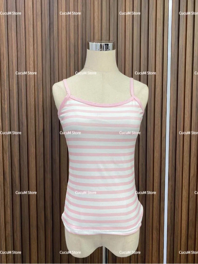 Summer Ropa Mujer Crop Tops Women Clothing Casual Sexy 2024 Y2k Tanks Fashion Striped Sweet Vest Slim Fit Sleeveless Camis