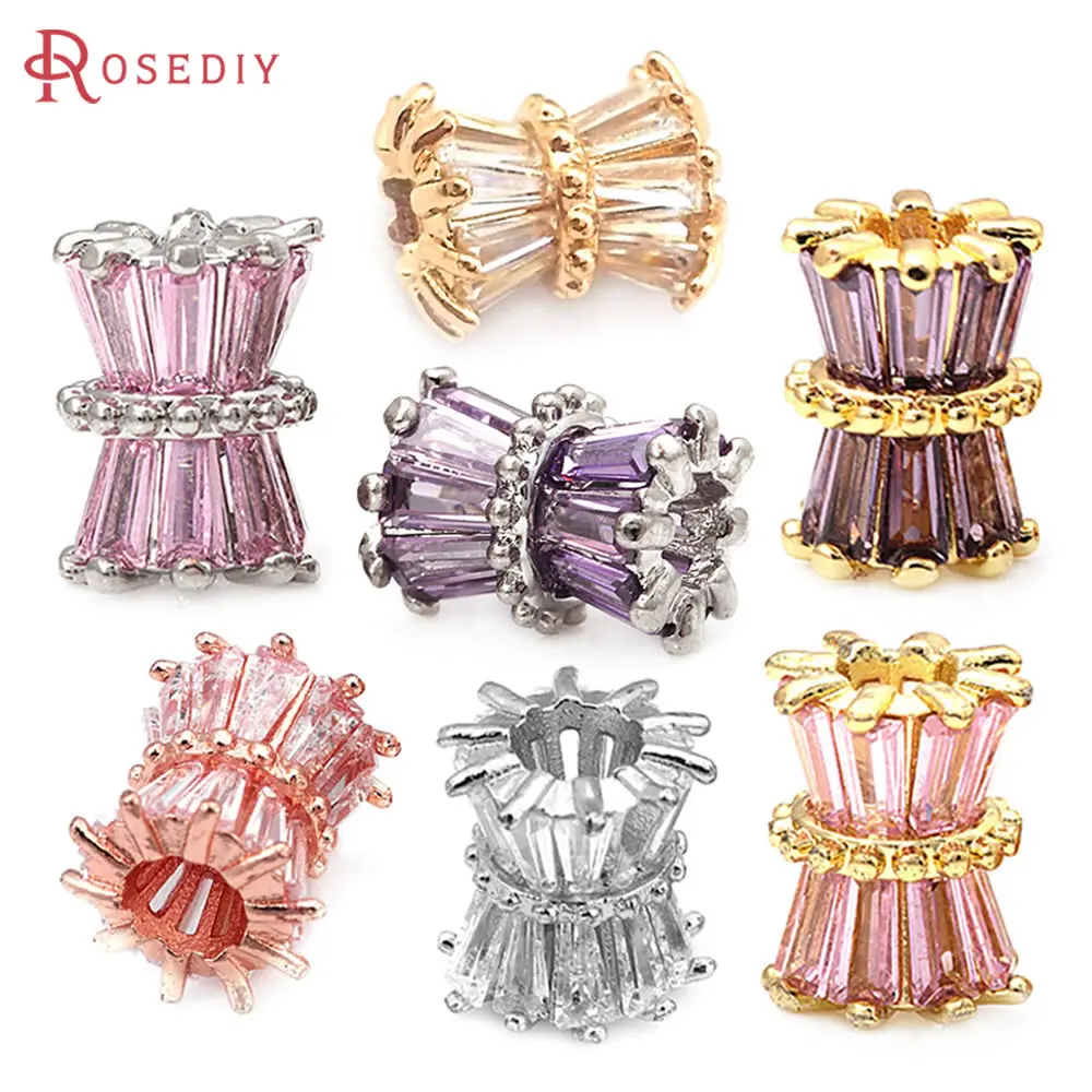 4PCS Brass Zircon Large Hole Waist Shape Spacer Beads Bracelets Beads Diy Jewelry Accessories Making Rosediy official-website