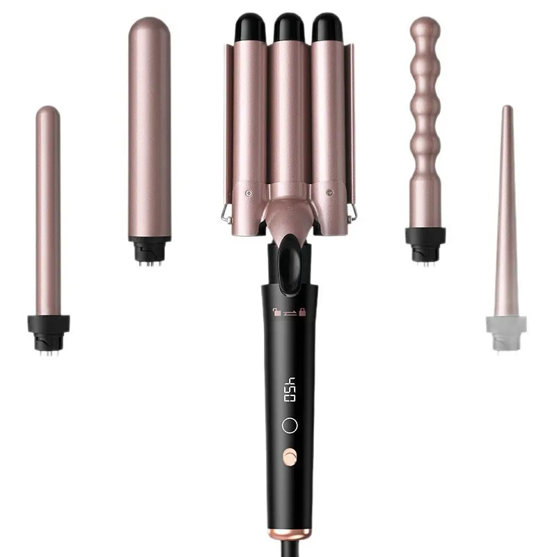 A33F Trend EU Plug 5-In-1 Multifunctional Curling Iron Set With Interchangeable Titanium Coated Barrels, LCD Display, 110-220V