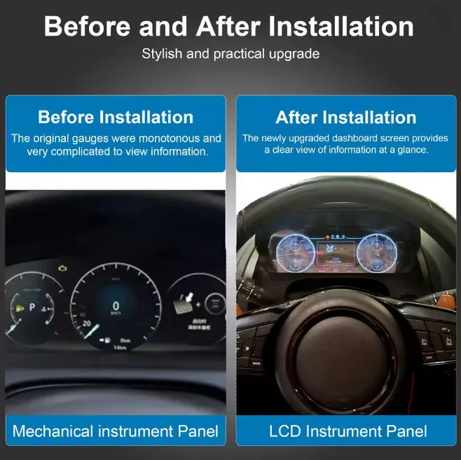 12.3 بوصة LCD أداة العنقودية الرقمية لجاكوار F-TYPE 2015-2020 لوحة القيادة الظاهري قمرة القيادة سرعة متر عرض عداد المسافات