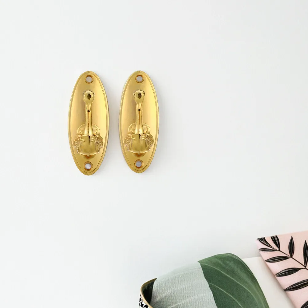 4Pcs Swan Shape Curtain Tiebacks Alloy Gold Wall Hooks Heavy Duty Drapery Holdbacks Decorative Hangers for Coats Towels Hats