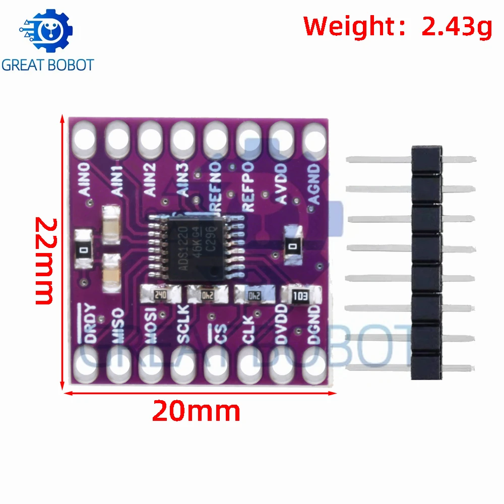 ADS1220 ADS1120 ADC 24 Bit 16 Bit Converter Module I2C Low Power 24 Bit Analog-to-Digital Converter for arduino