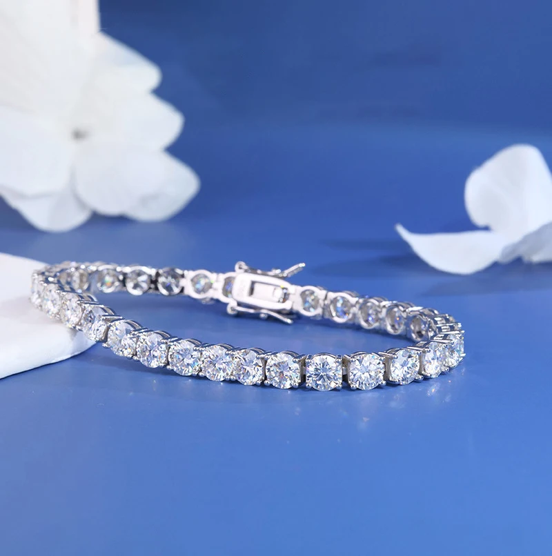 الهيب هوب مجوهرات عرض 2-5 مللي متر 925 فضة مع شهادة GRA D اللون VVS1 المرأة مويسانيتي تنس سلسلة قلادة