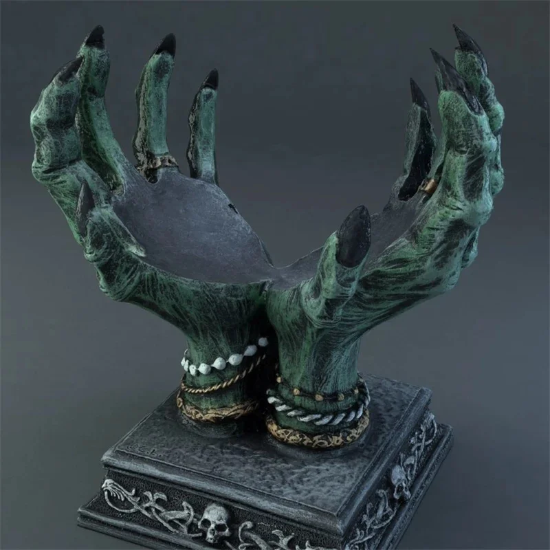Demon Hand Crystal Ball Stand Resin Base Gothic Sphere Holder Table Centerpiece Shelf Decor For Women Teens Halloween Gift