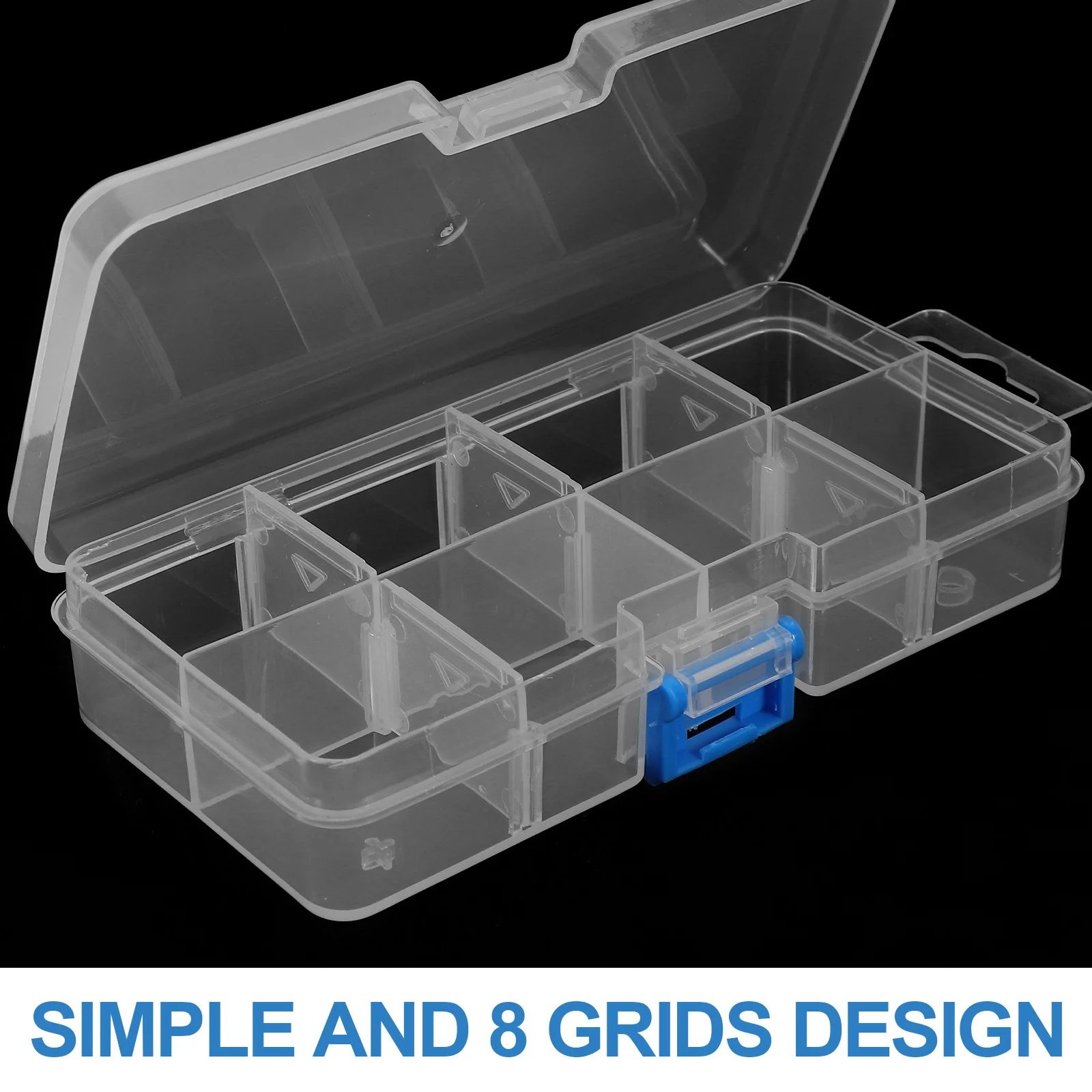 Caja de joyería transparente, estuche de almacenamiento de herramientas para uñas, 8 ranuras, organizador de escritorio a prueba de polvo, soporte de exhibición de maquillaje