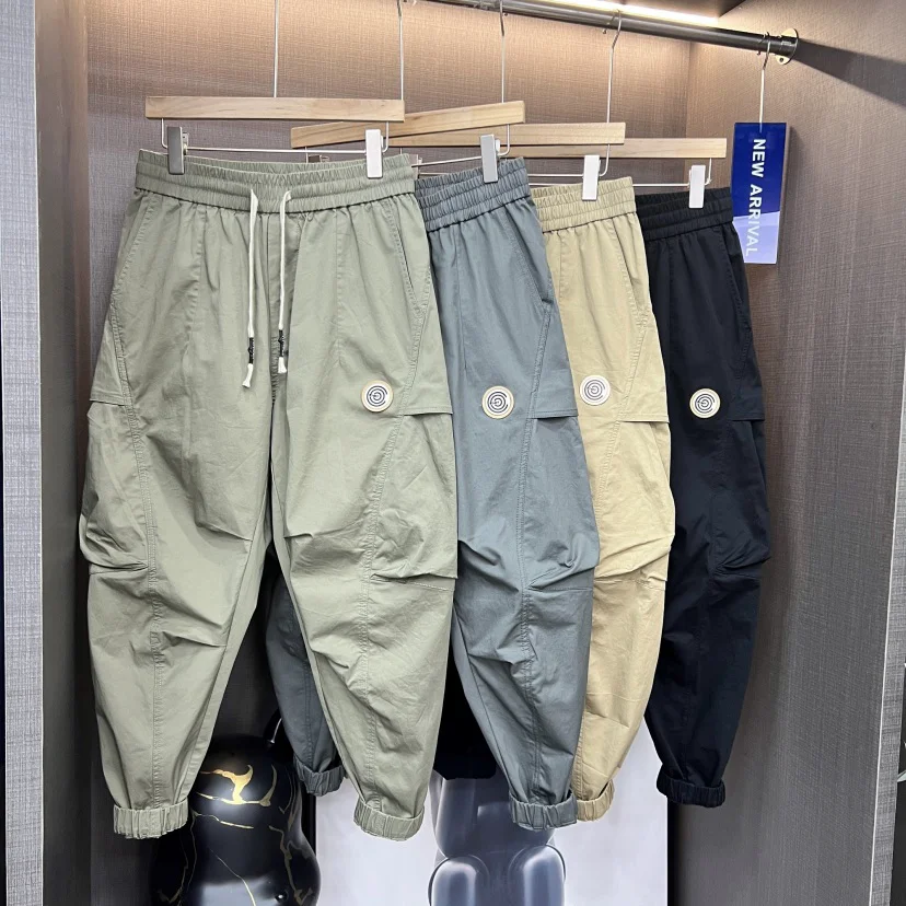 

Fall New Sle Faionable Waed Work Pants Loose Elastic Cuffed Trousers for Men with Big ket Design Versatile Casual Wear