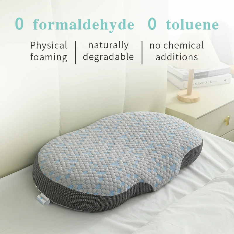 Almohada Biodegradable para dormir, protección de las vértebras cervicales, suave y de gran apoyo para adaptarse a la curva del cuello