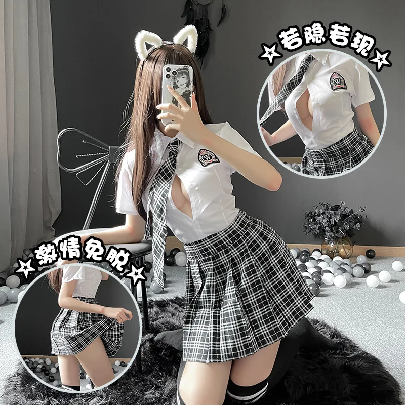 

Сексуальный комплект в клетку с плиссировкой и нижней одеждой, соблазнительный, чистый, страстный, в стиле JK College, юбка
