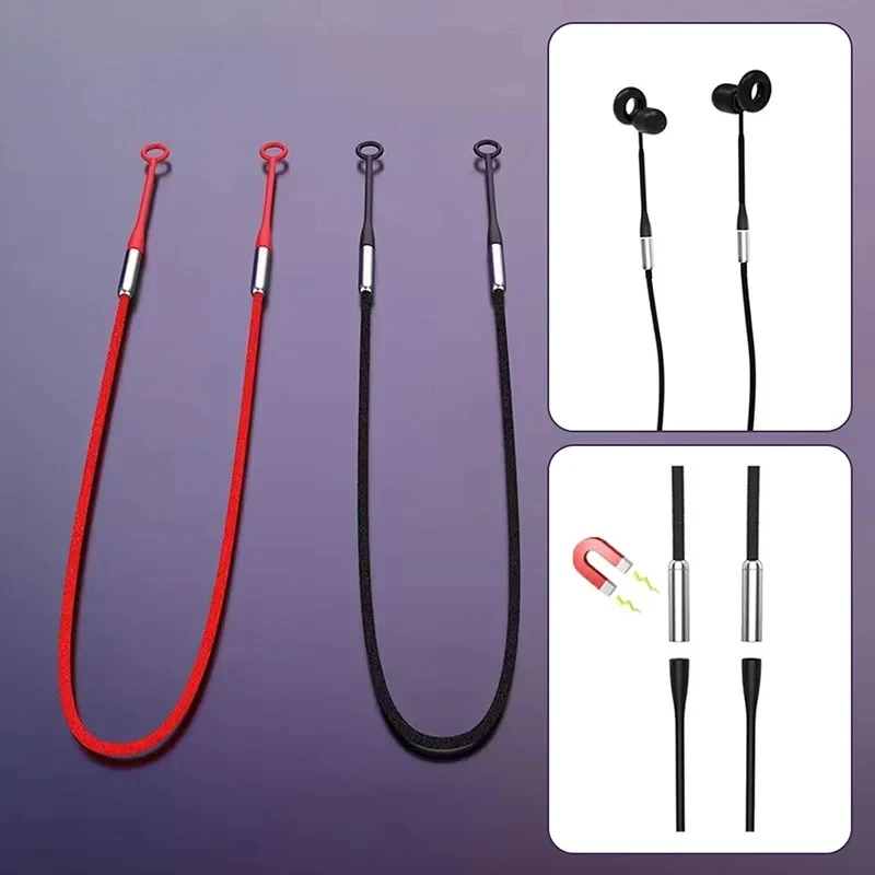 Magnetic Earplug Lanyard Safety Rope Anti Lost Silicone Cord Holder for Detachable Ear Plugs Travel Sport