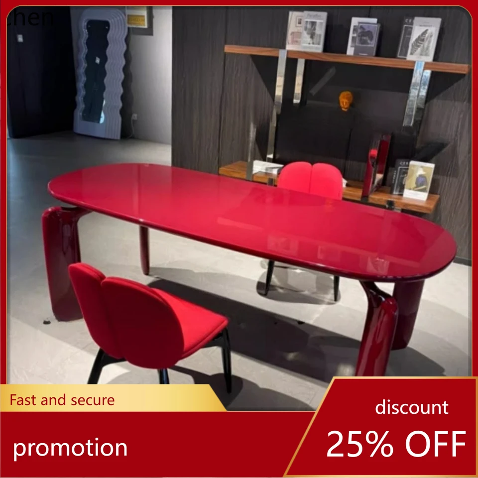 

HXL Dining Table Solid Wood Rectangular Simple Oval Dining Table Set