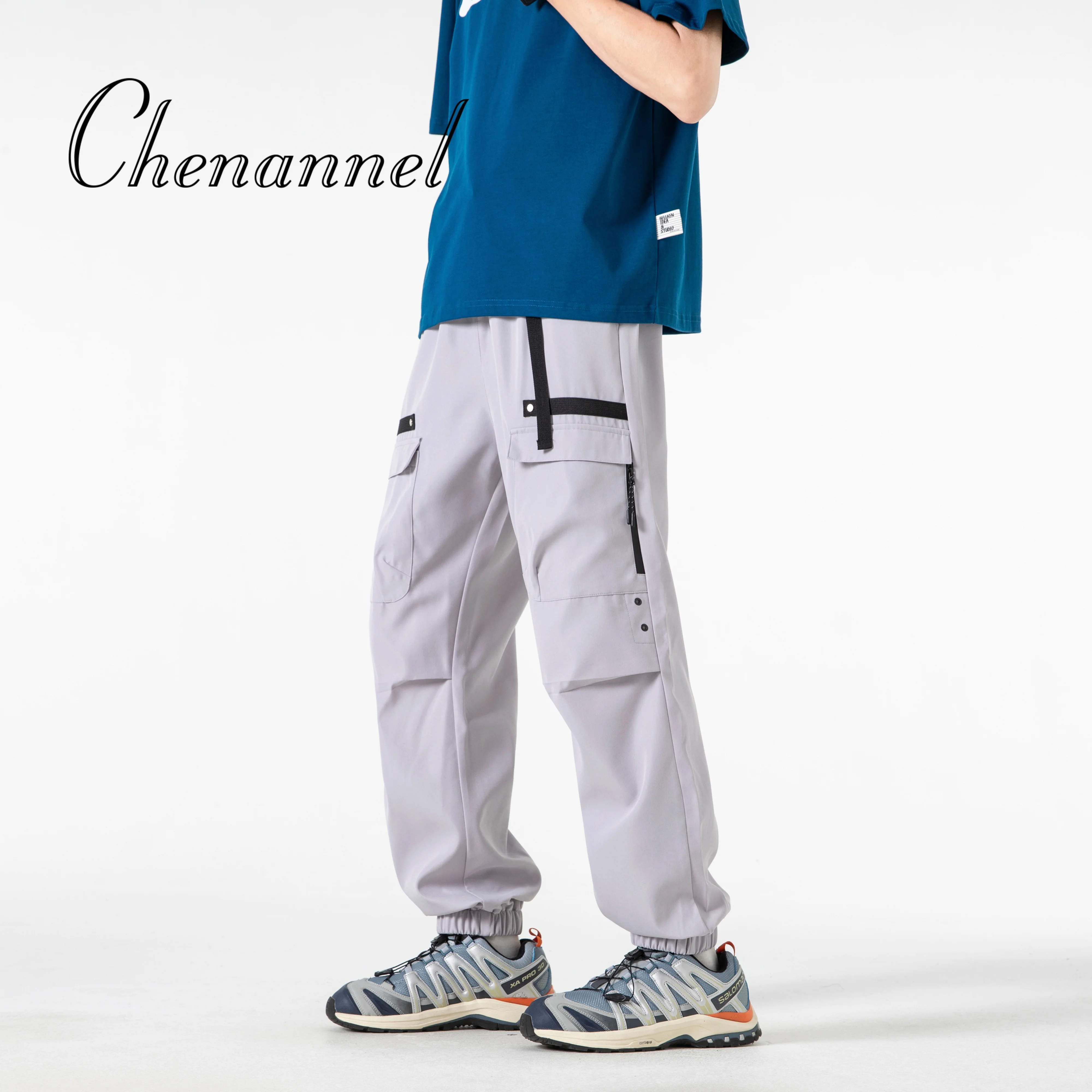 

Japanese khaki overalls trousers men retro solid color casual loose straight wide leg versatile trousers