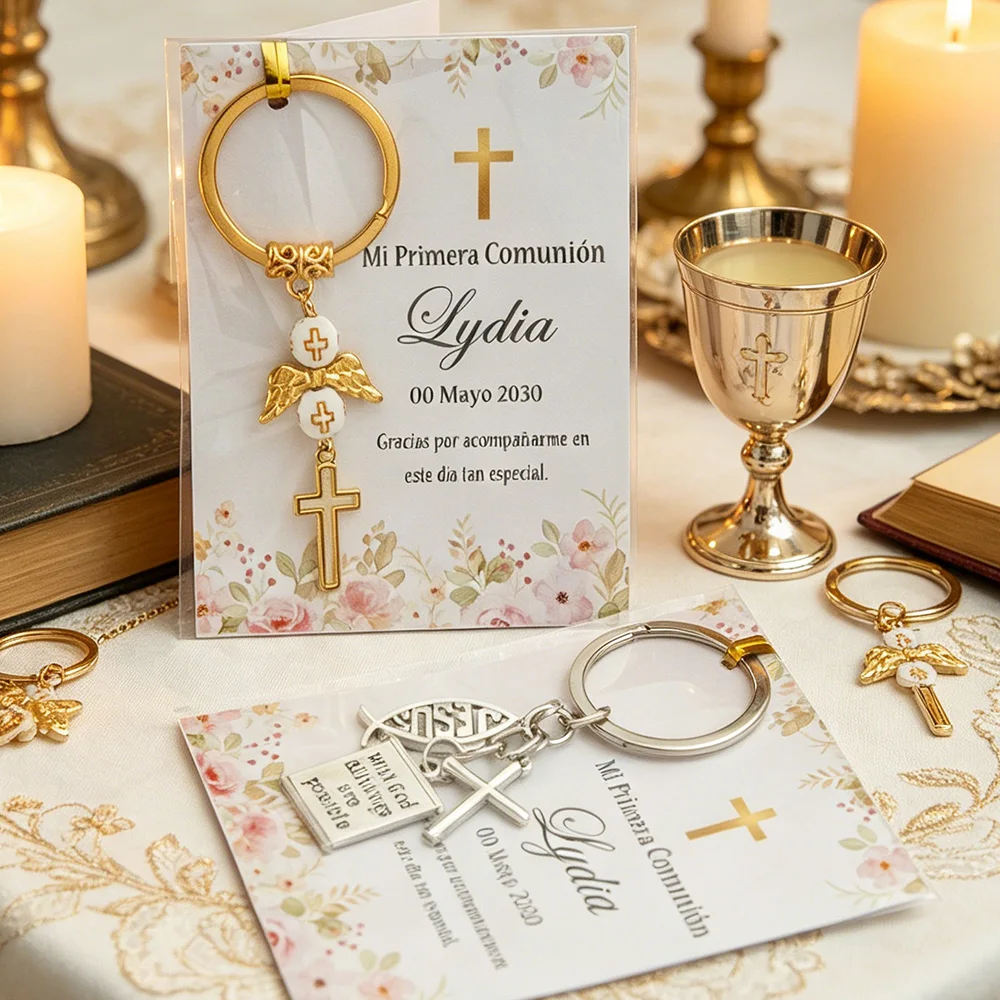 15 Sets Personalized Party Favors | With Custom Thank-You Card | Ideal for Baptism, Mi bautizo，First Holy Communion