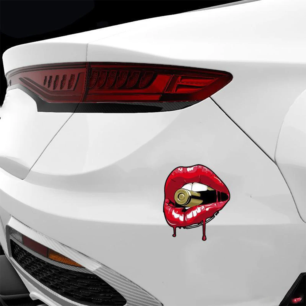 Dripping Red Lips Bullet Design Car Sticker Cool Street Style Waterproof Vinyl Rear Body Decal