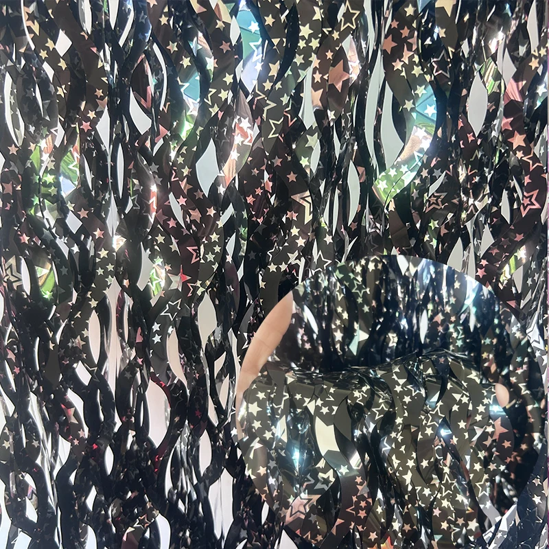 Glitzernde Lametta-Folien-Fransenvorhänge, blau, lila, Metallfolie, Fransen-Hintergrund, Wandvorhänge für Babyparty, Meerjungfrau-Party-Hintergrund – Detail 18