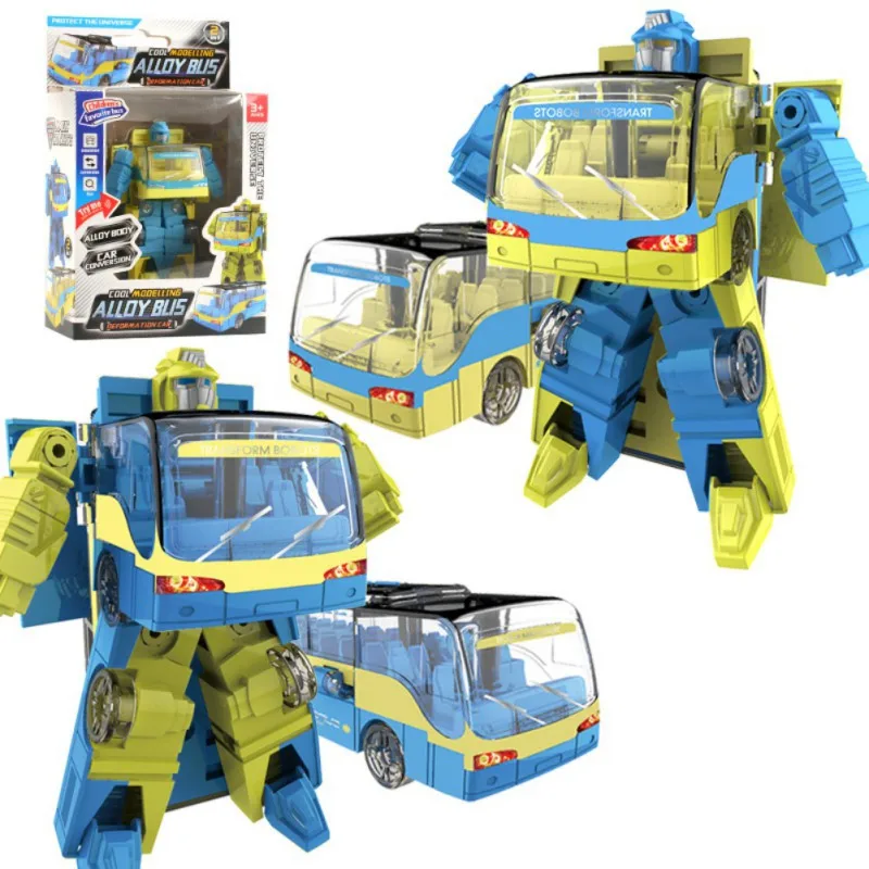 Transforming Car Toy for Children, Robot Bus, Cool Alloy Toys, Inertial Drive for Toddlers, Baby Boys