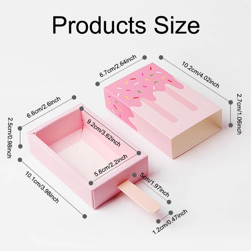 10/20/50pcs Ice Cream Gift Boxes Cute Candy Packing Box Cartoon Colorful Kraft Paper Gifts Bag Wedding Birthday Party Candy Box