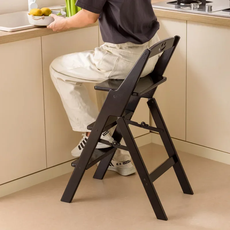 Bar stool backrest foldable stool free installation folding chair household dining stool three-step ladder stool