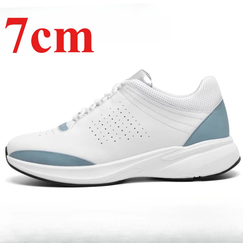 Outdoor Sports Shoes for Men's 7cm Elevator Shoes Genuine Leather Casual Sneakers Comfortable Thick Sole Height-increasing Shoes