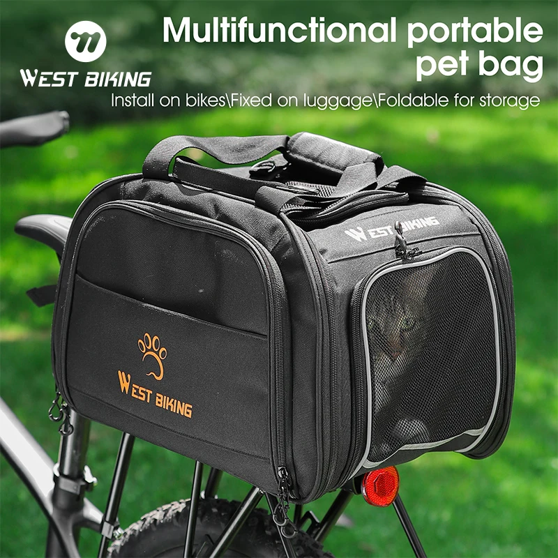 

WEST BIKING Cycling Travel Trunk Bags For Pets Foldable Multifunctional Cat Dog Carrier Handbag Shoulder Bag MTB Bike Rear Bag