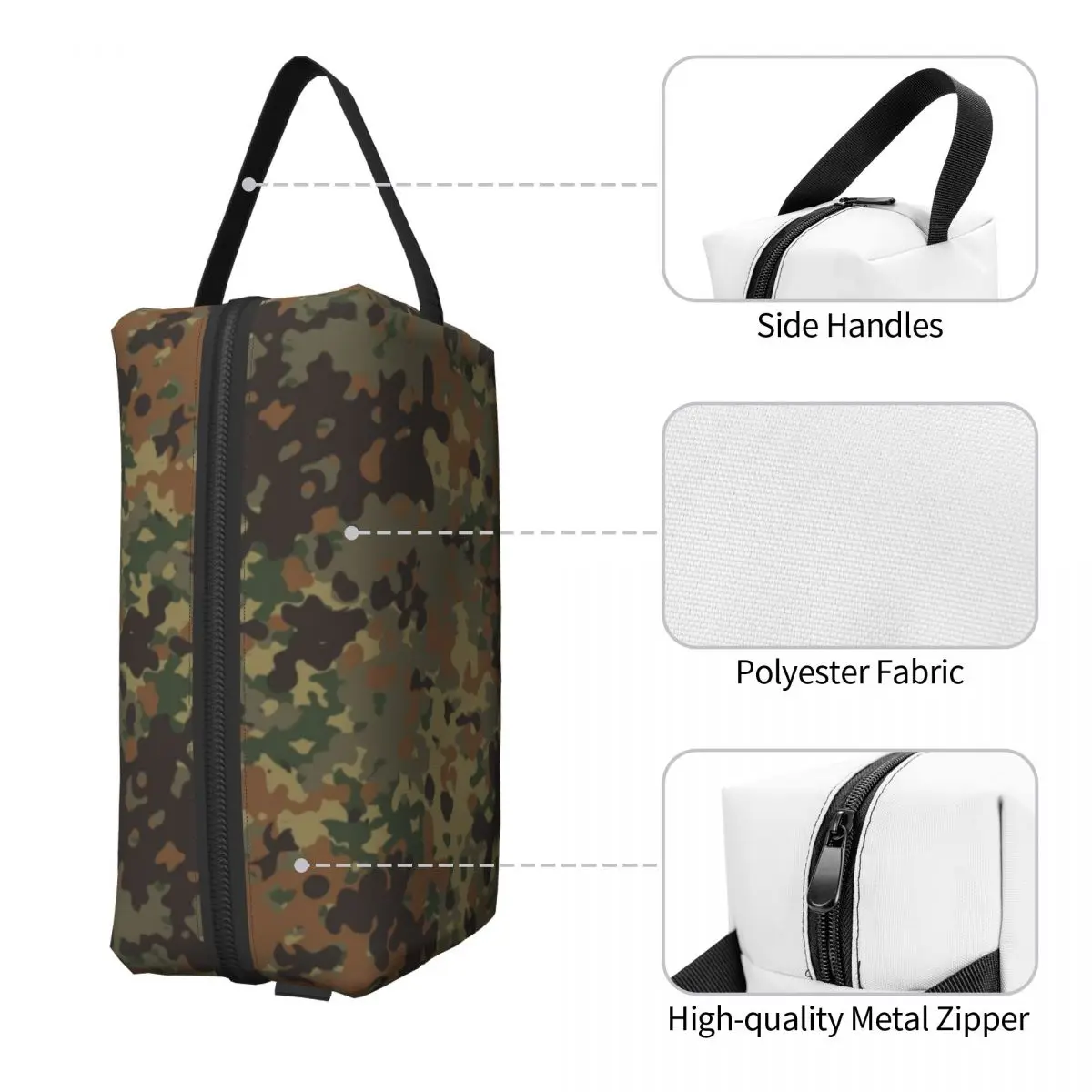 Custom Fashion Flecktarn Camo Travel Toiletry Bag for Military Army Camouflage Cosmetic Makeup Organizer Beauty Storage Dopp Kit