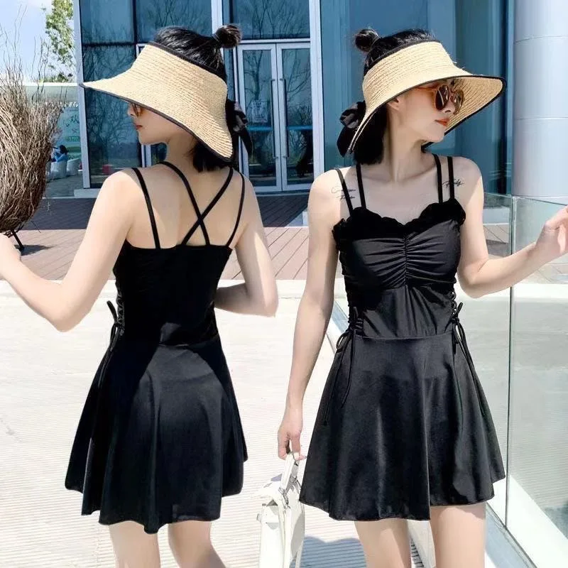 

New Sexy One-piece Student Swimsuit for Women, Conservative and Slimming, Covering The Belly Bikini Ins Super Fairy Swimsuit