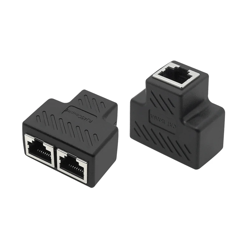 1 to 2 Ways Ethernet RJ45 Female Cable Splitter Adapter Connector for Router PC Laptop IP Camera TV Box