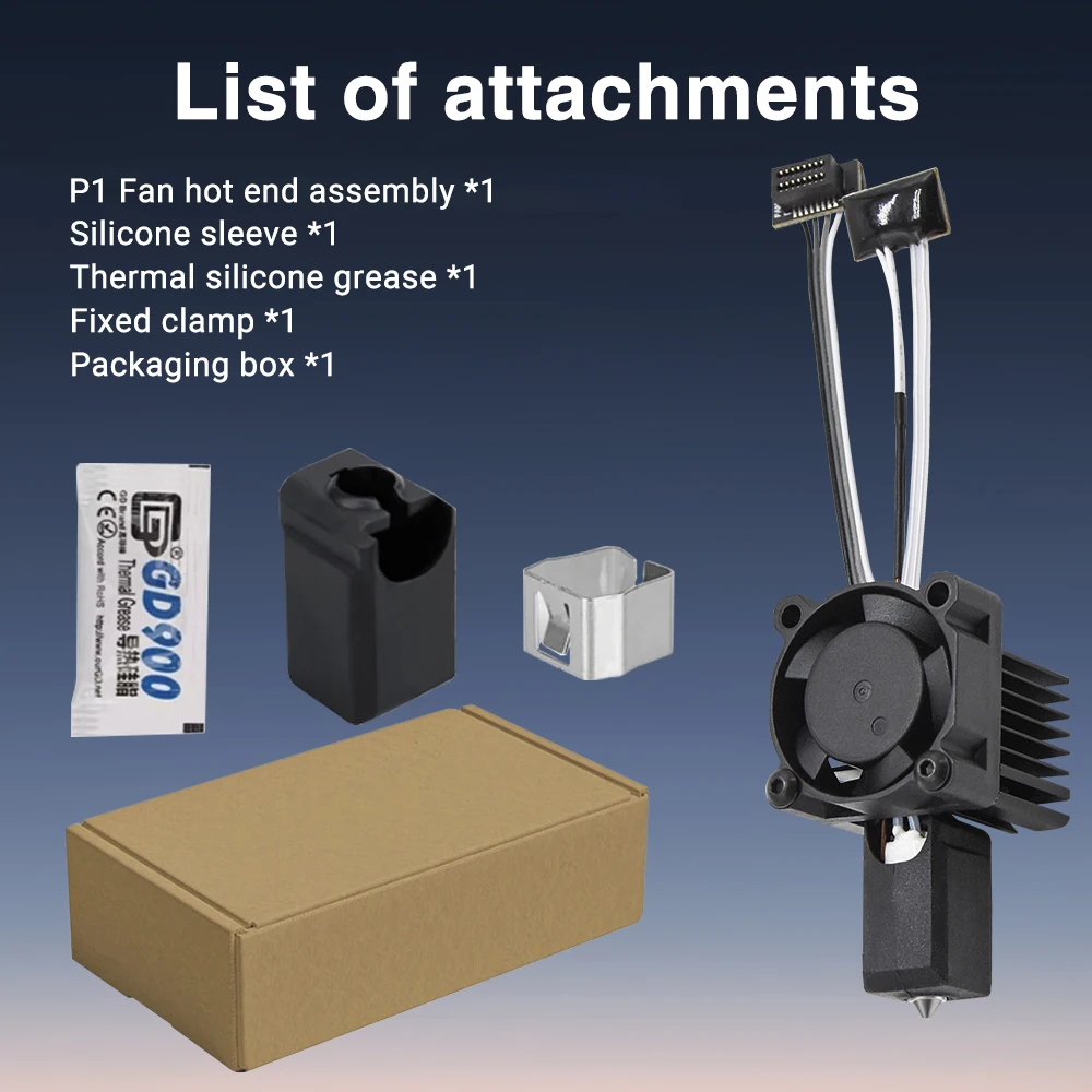 Bambu Hotend-Kit für Lab X1/X1C/P1P/P1S, gehärtete Stahldüse 0,2/0,4/0,6/0,8 mm, mit 2510-Lüfter für Bambu 3D-Drucker-Hotend. – Detail 4