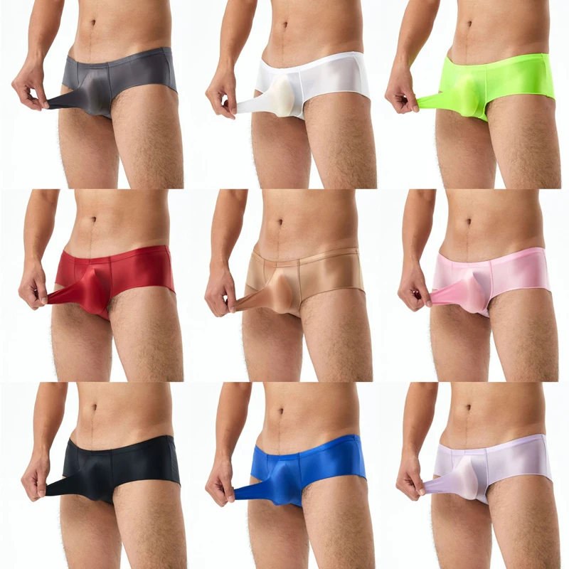 Men Trunks Oil Shiny Elephant Nose Underwear Slip Homme Knickers Translucent Bikini Underwear Ultra-Thin boxershorts men