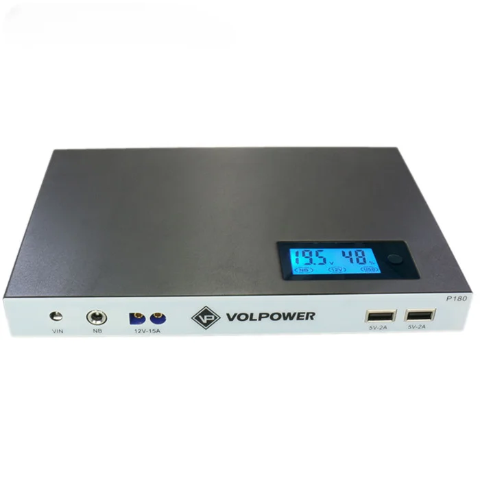 Volpower P180 Powerbank 12v 6v 9v 19.5v 24v voltage portable power bank 46800 mah for laptop router camera POS printer tablet