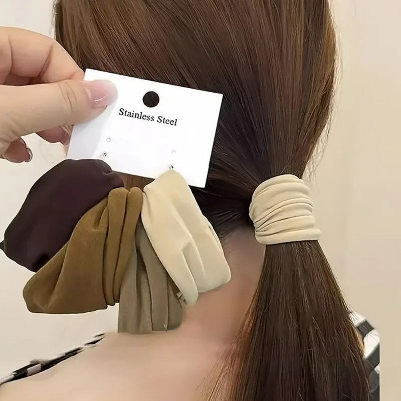 5/60Pcs 두꺼운 머리 밴드 밧줄 나일론 솔리드 높은 포니 테일 홀더 헤어 넥타이 여성 탄성 고무 밴드 Scrunchies 헤어 링