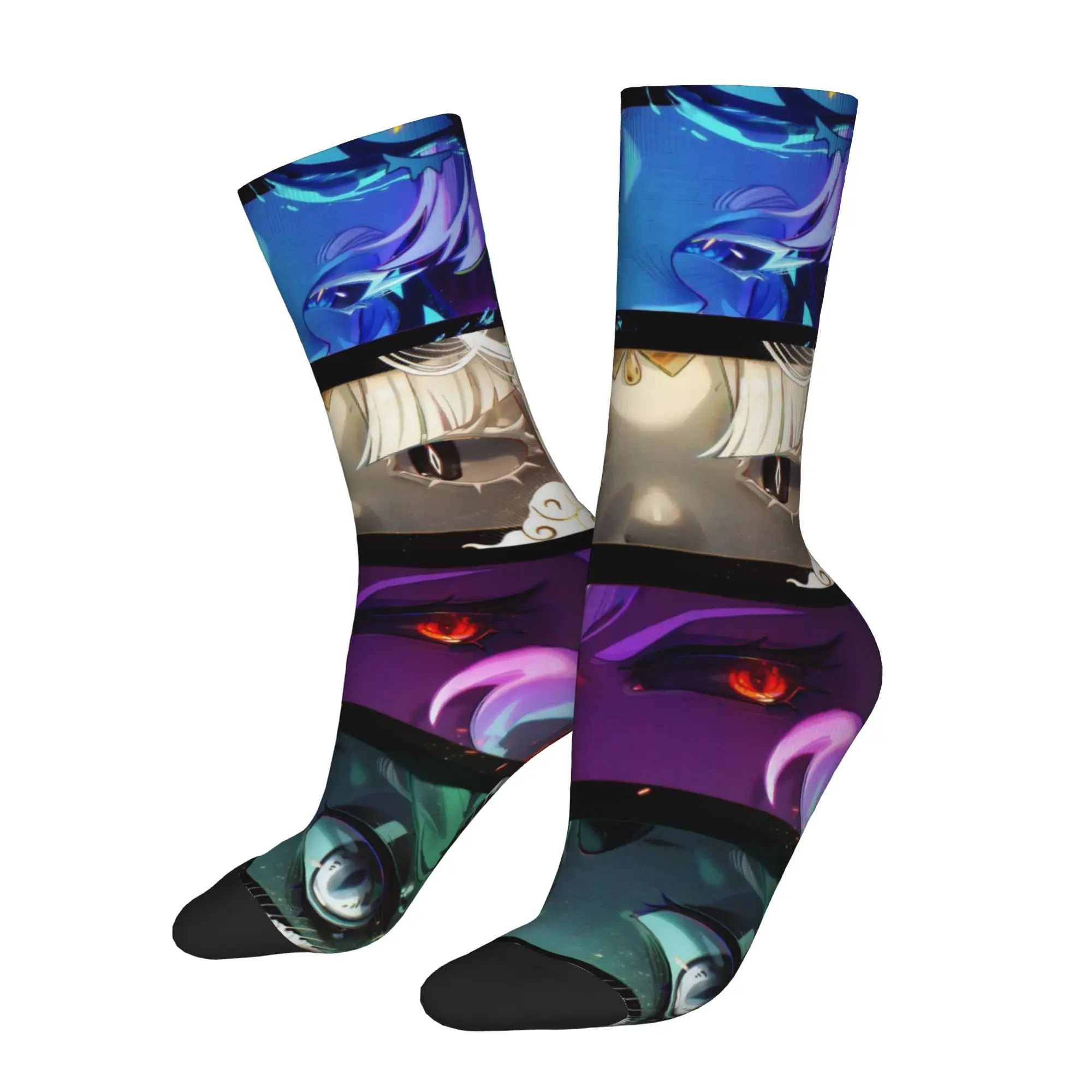 Colorful Shadow Milk Cookie Run Kingdom Anime Football Socks CRK Game Polyester Long Socks for Women Men Breathable