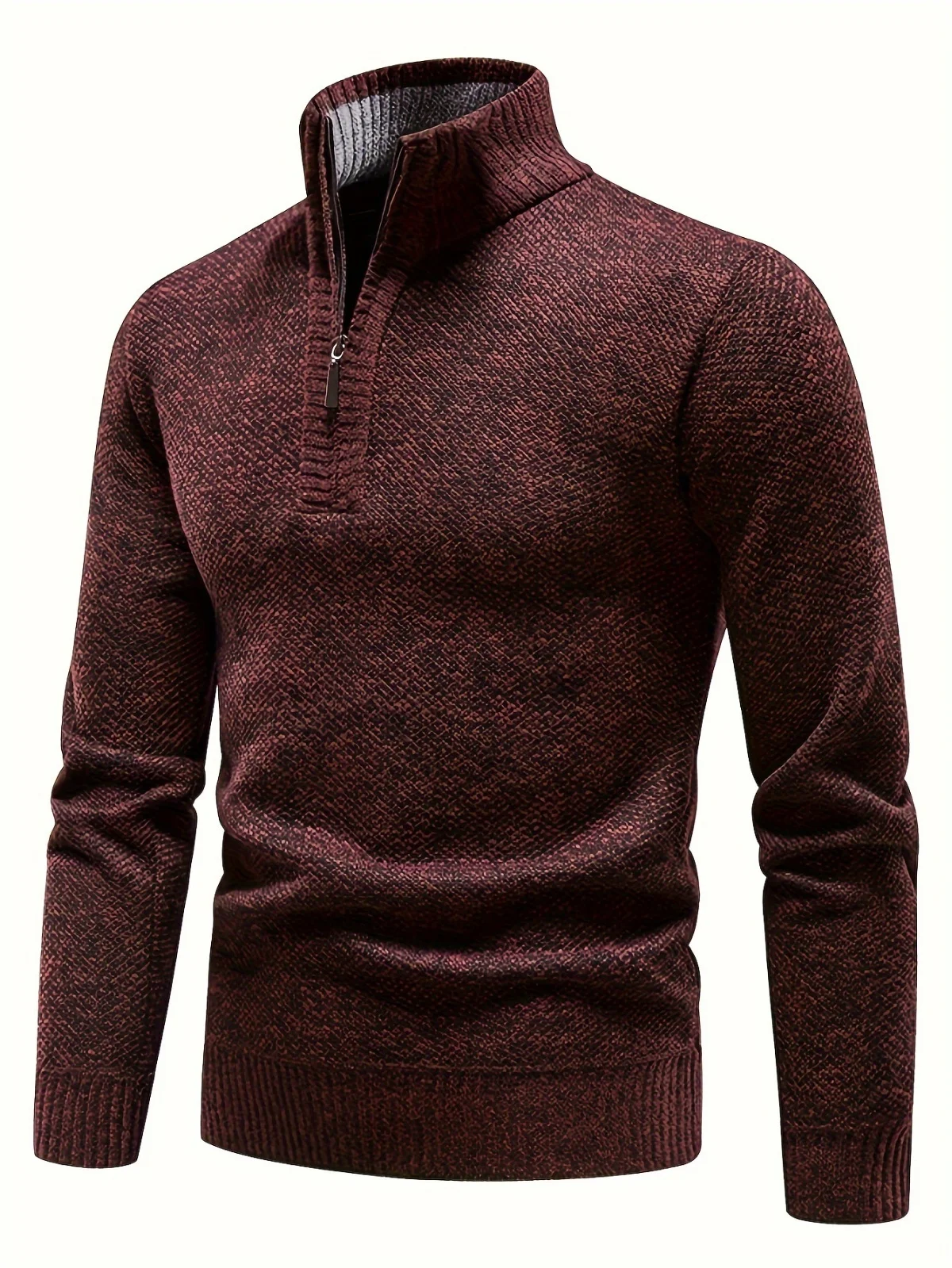 الرجال سميكة الوقوف طوق محبوك سترة الخريف الشتاء الصوف شبه سستة البلوز معطف دافئ عادية كم طويل سترة