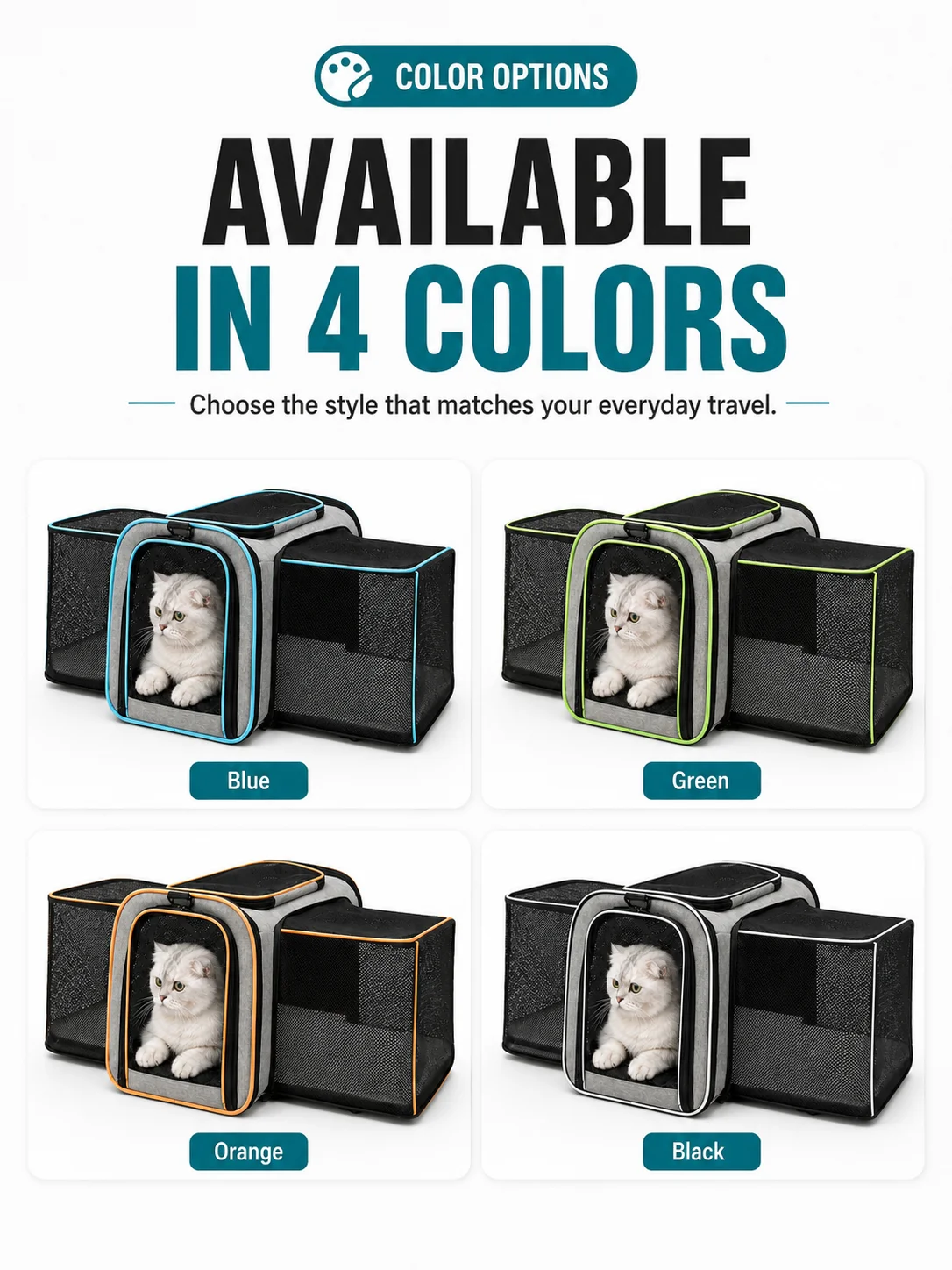 Stylish Breathable Pet Carrier with Double Side Expandable Design, Portable Hand Crossbody Shoulder Travel Bag for Cats & Dogs