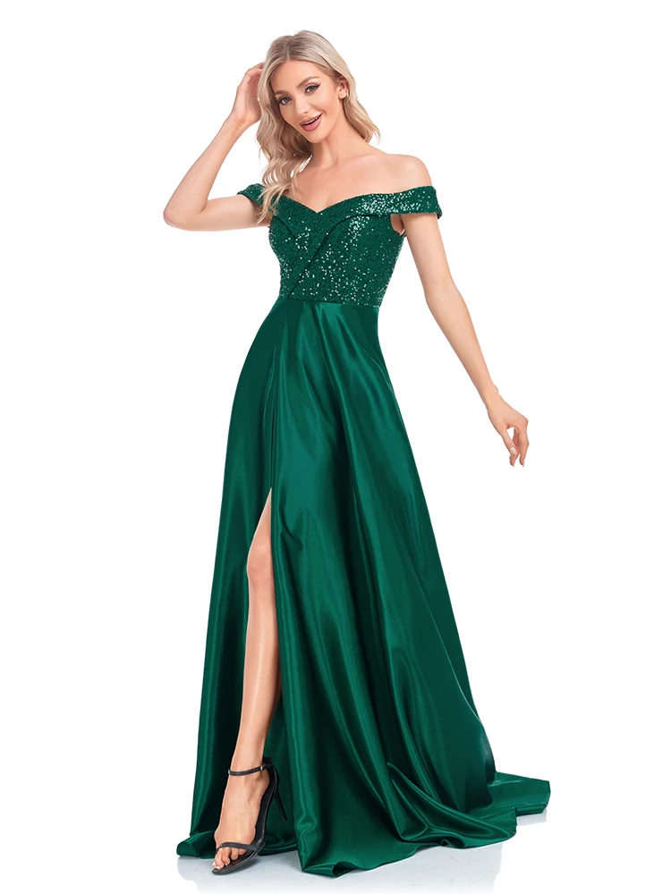 XUIBOL-vestido de noche largo con lentejuelas para mujer, vestido de dama de honor elegante con Espalda descubierta, largo, Formal, para fiesta de graduación