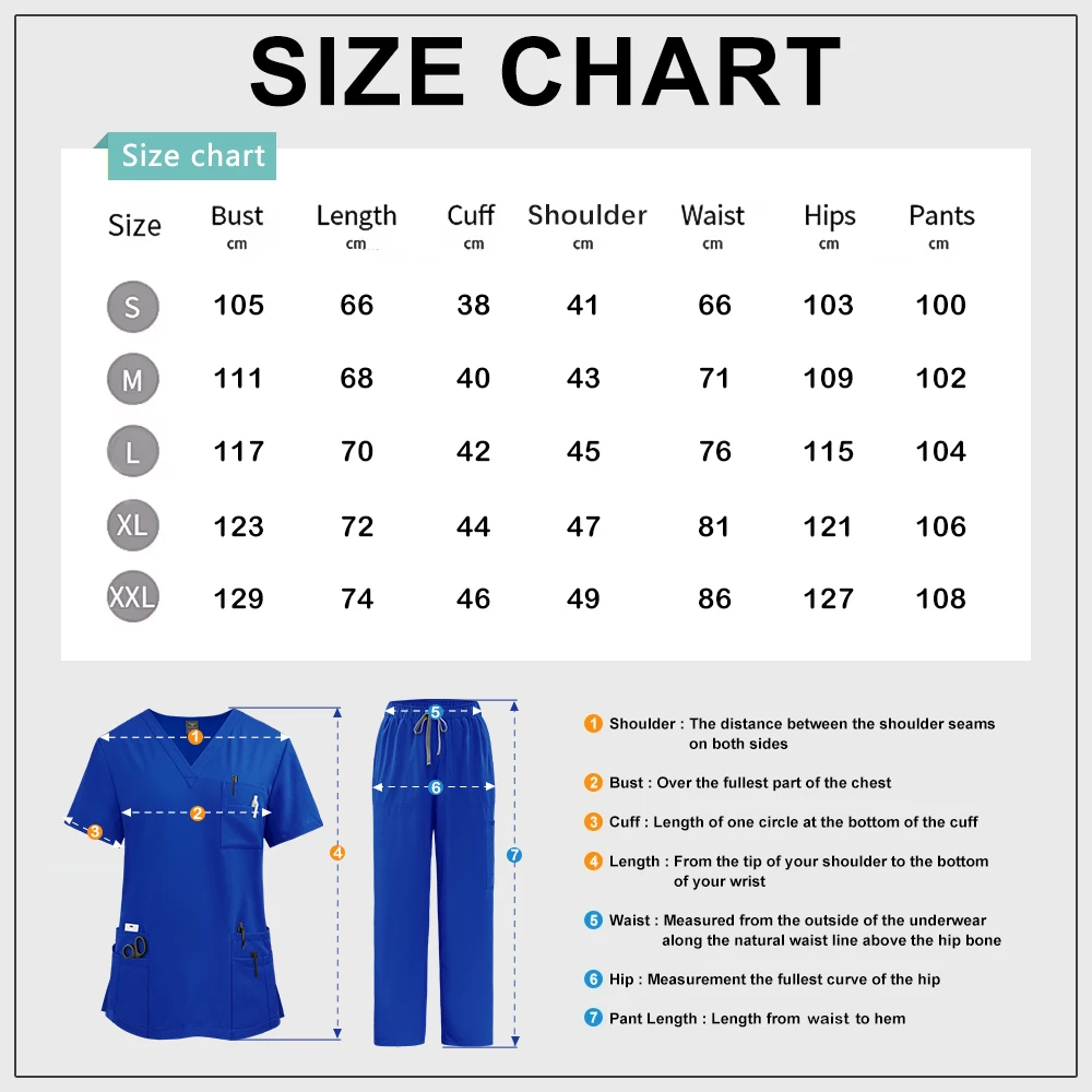여성용 임상 유니폼 반팔 스크럽 상의 스트레이트 팬츠 세트 간호사 유니폼 병원 의료 액세서리 의사 작업복
