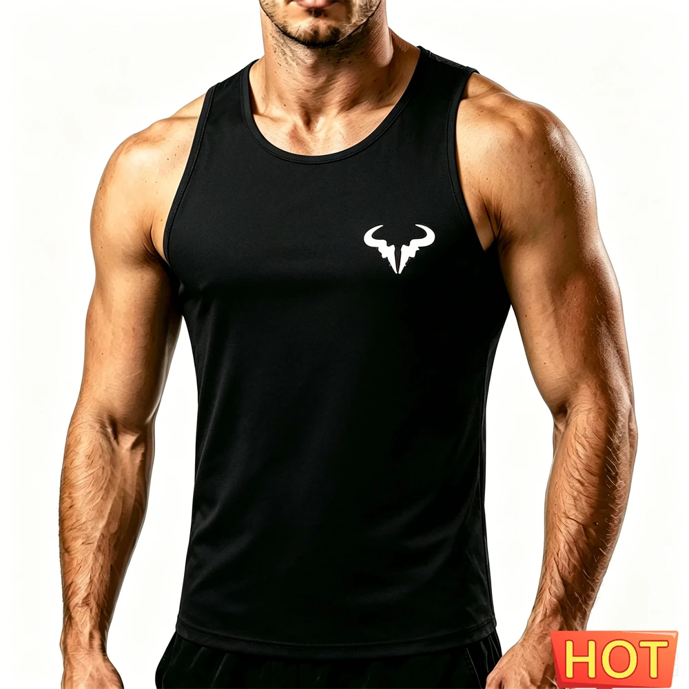 Summer Running Sports Men's Tank Tops Fashion Gym Quick Dry Breathable Tees Casual O-neck Sleeveless Shirt Man Solid Color Vest