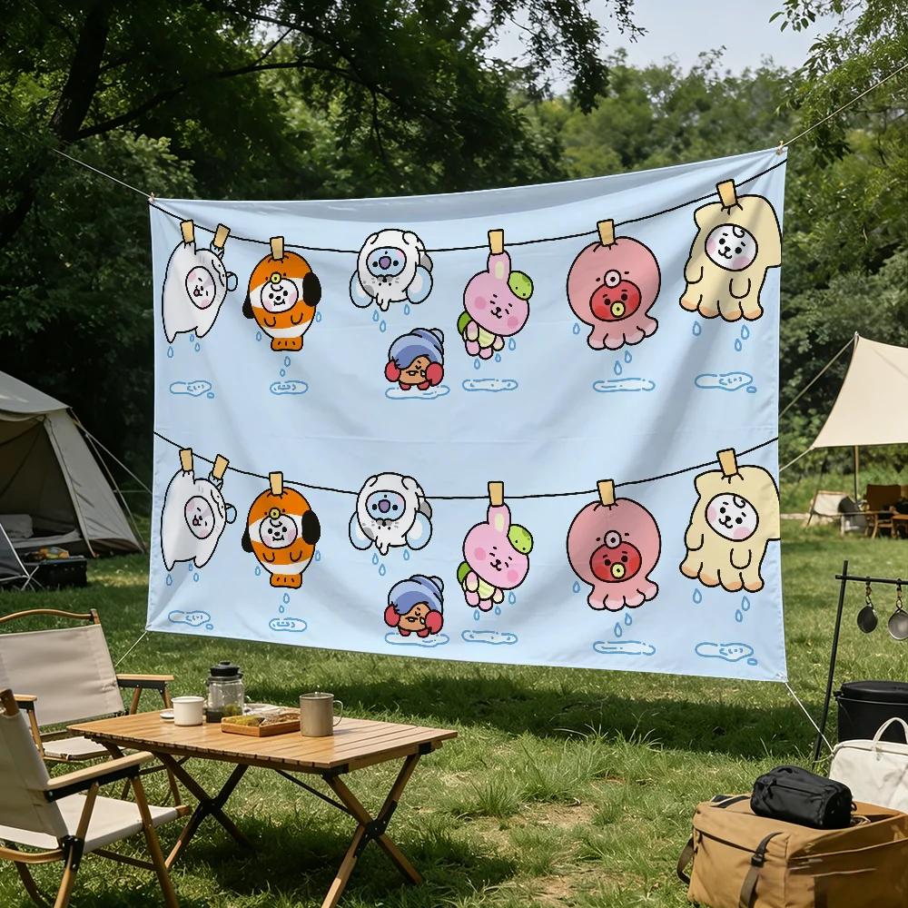 Cartoon-Flagge für Wohnzimmer, Zuhause, Wohnheim, Dekoration, Wand, Outdoor, Camping, Party, B-BT21S-S, niedliches Banner, Geschenke – Detail 8