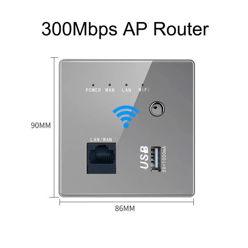 2023 New White USB Socket Wireless WIFI Wall Embedded Wireless AP Router in the 3G Net Repeater