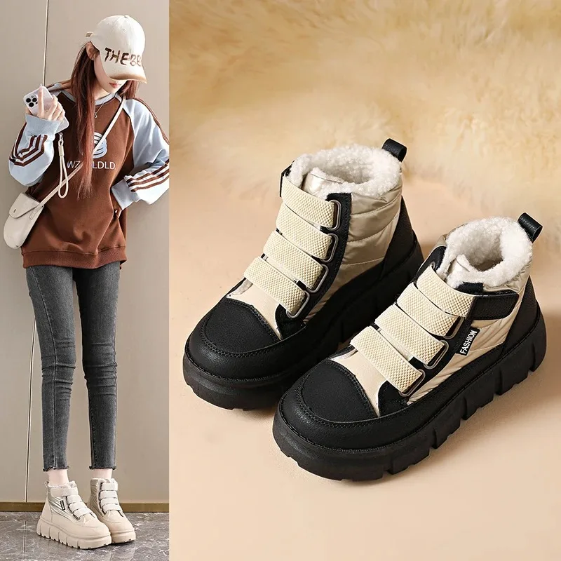 

Winter Platform Ankle Boots for Women Fashionable High-top Cotton Shoes for Women Warm Thick Bottom Casual Snow Boot Botas Mujer