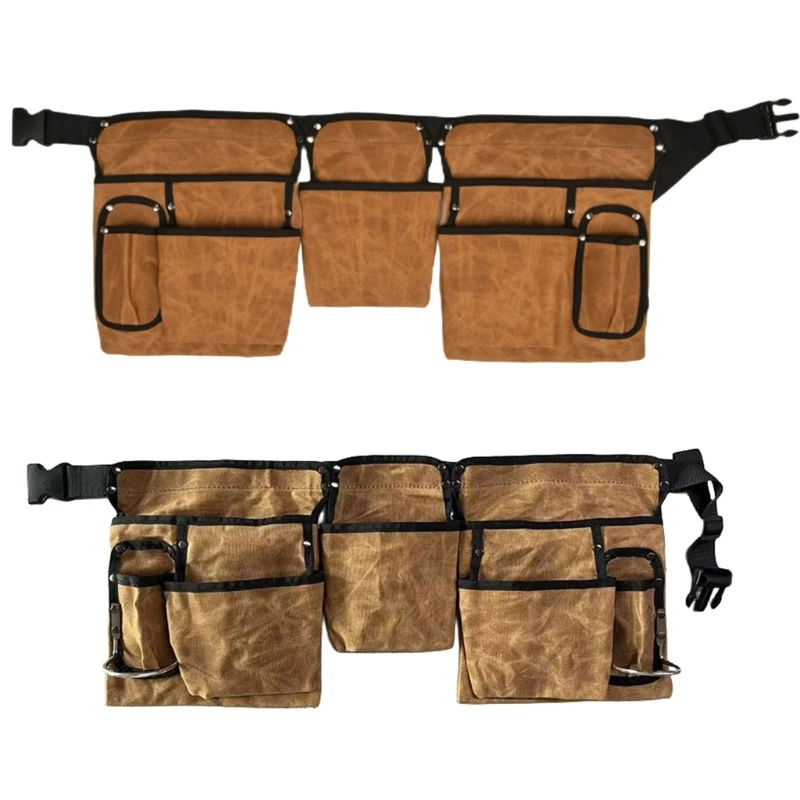 

Heavy Duty Canvas Tool Belt with 19Pockets Adjustable Belt with Quick Release Buckle for Carpenters Constructions Work