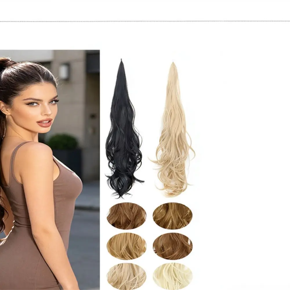32 Inch Wavy Ponytail Extension Synthetic Wrap Around Hair Piece Secure Velcro Pony Tail For Women Daily Style