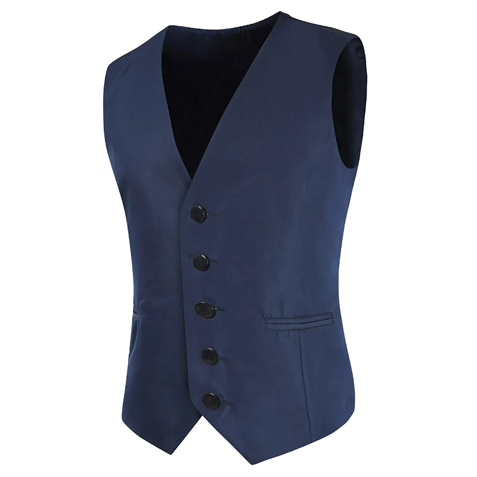 

Men Suit Vest Business Casual Wedding Banquet Vest V Neck Sleeveless Slim Jacket For Office Commute Style Solid Color Waistcoat