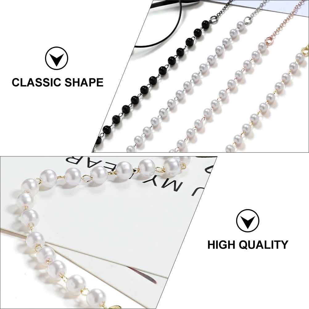 

3pcs Glasses Chain Pearl Creative Decorative Stylish Silver Nonslip Eyeglasses Holder High Quality Safe Comfortable Outdoor
