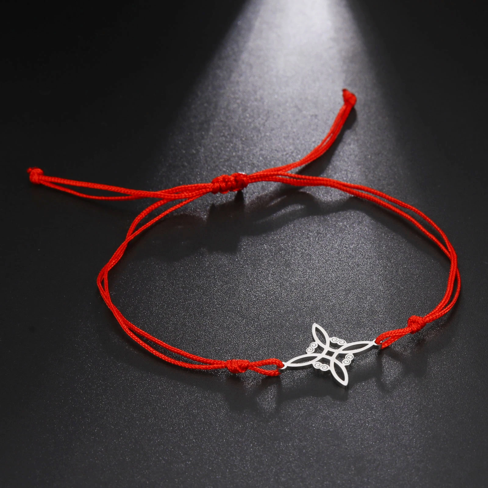 Witch Knot Charm Bracelets Red Black Wax Rope Stainless Steel Adjustable for Women Men Fashion Jewelry Lucky Wicca Amulets Gifts