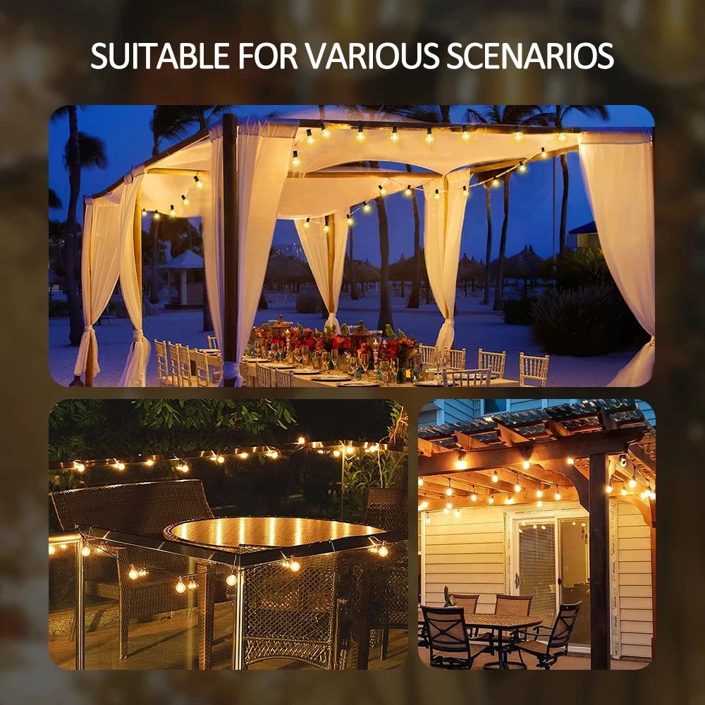 G40 LED Ball String Lights Outdoor Waterproof Garden String Lights nietłukące na Christmas Party Street Patio Backyard Decor